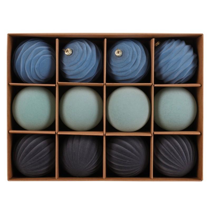 12pcs/box Flocked Christmas Balls Christmas Tree Decoration Hanging Balls Ornaments Plush Ball Box Christmas Holiday Decors 8cm