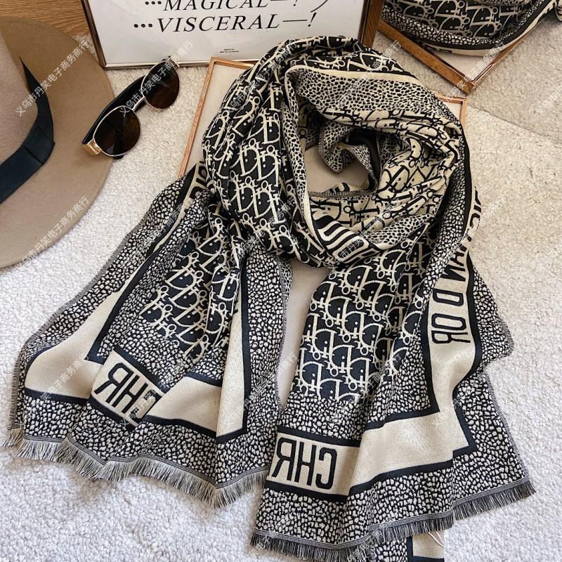 Long Faux Cashmere Scarf Shawl Students Letter Grid Thick Warm Wrap Fall Winter