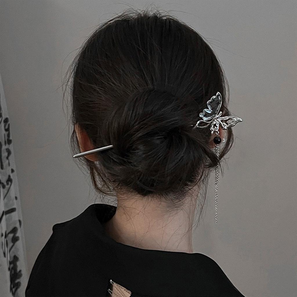 Chinese Court Style Alloy Hair Pins Durable Resin Headdress with Chinese Tassels for Festival Wedding Party Hair Decor