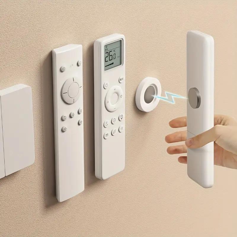3/6pcs No Drill Magnetic Remote Holder - Wall Mount for TV/AC/DVD Remotes, White Space-Saving Design
