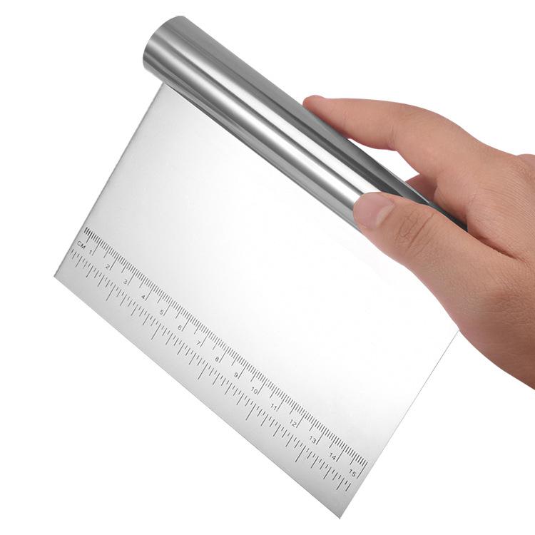 Stainless Steel Dough and Flour Cutter with Scale - Baking and Noodle Scraper Tool