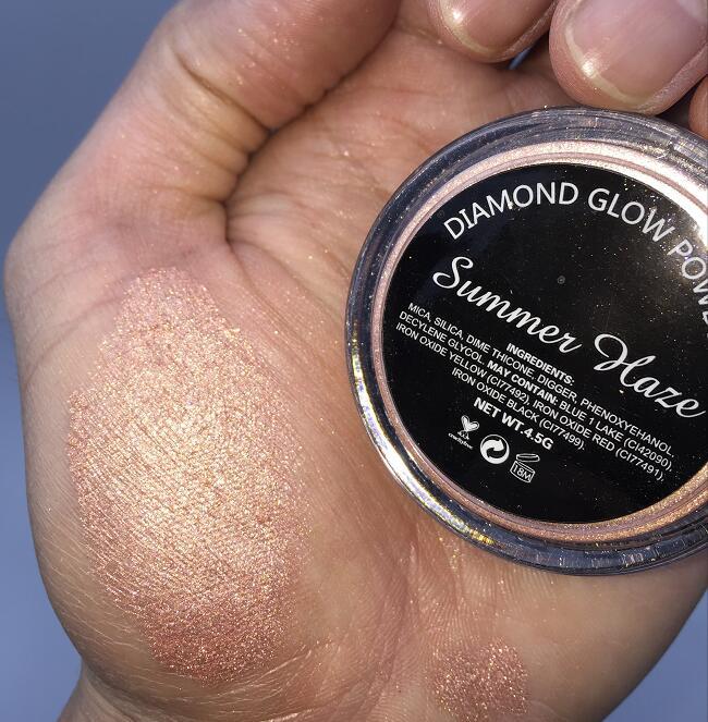 20 Color Highlighters Diamond Glow Powder Makeup Bronzer High Pigment Contour Face Dust Loose Powder for Brown Skin La Peach