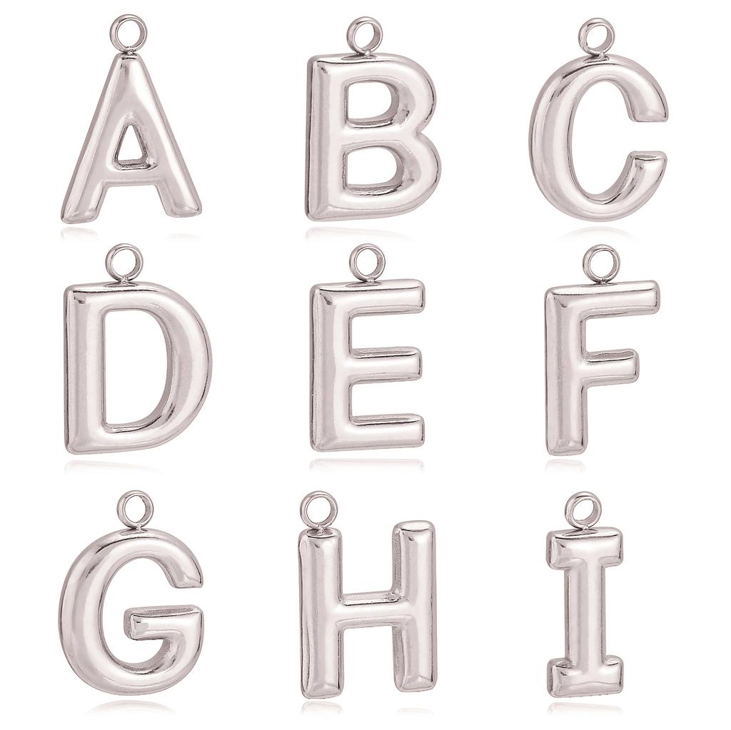 3Pcs Bubble Alphabet Charm Silver Color Stainless Steel Initial English Letter Pendant DIY Bracelet/Necklace Gift Jewelry Making