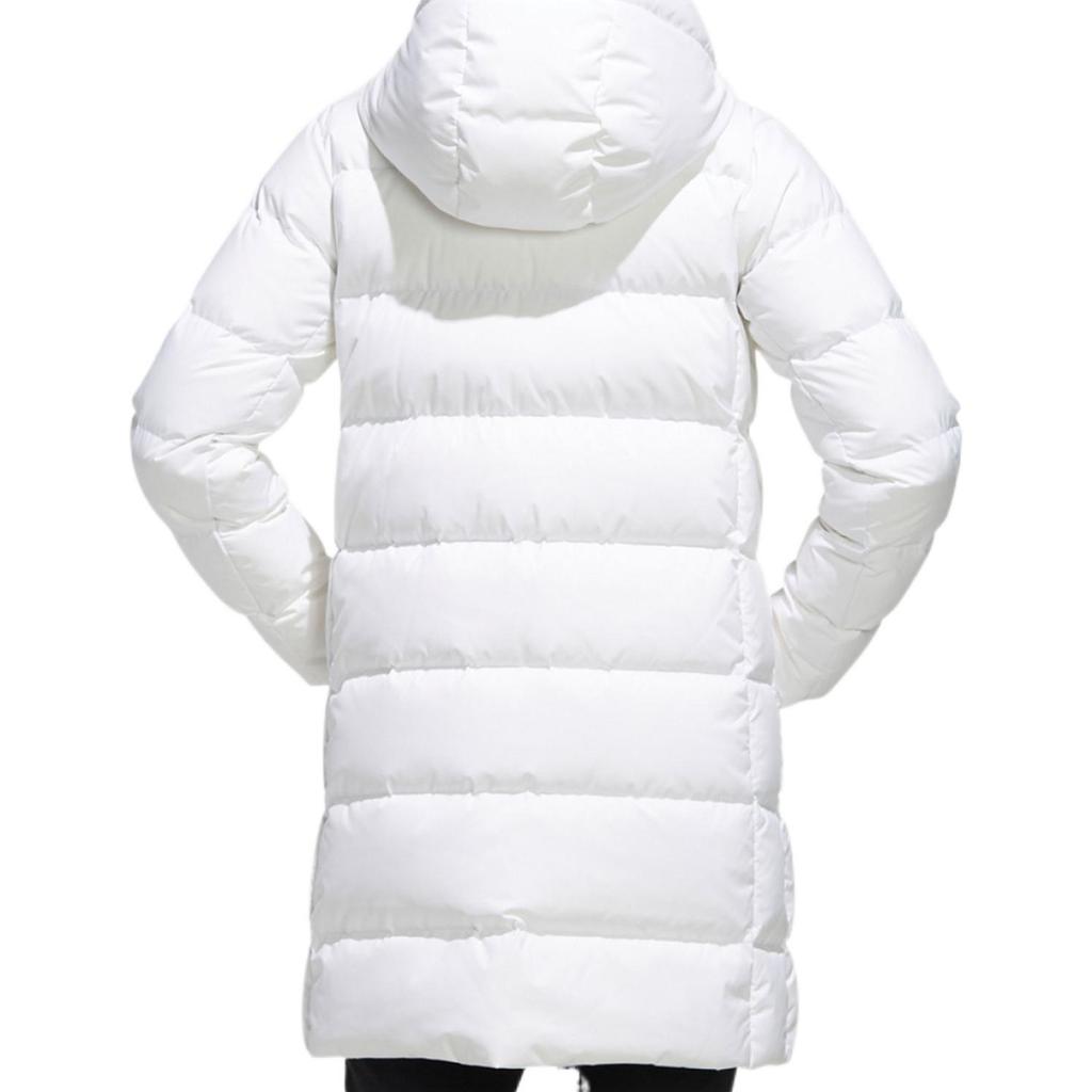 Adidas Logo Print Mid-Length Hooded Down Jacket Women Outerwear White FQ7570