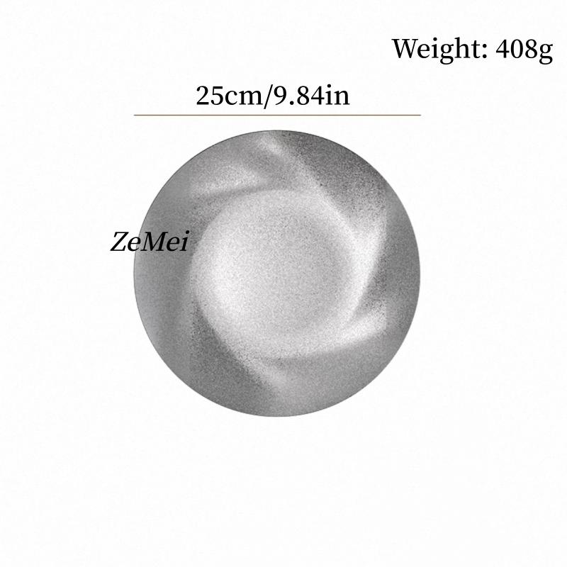 Stainless Steel Circle Dinner Plate, Home Steak Plate, Water Ripple Dinner Dishes Hamburger Fries Tray Tableware, Kitchenware
