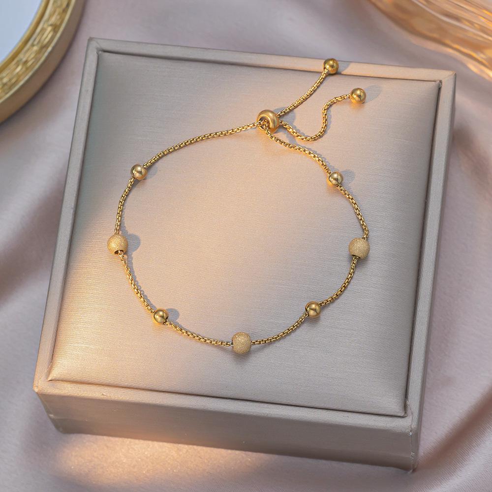 Elegant 18K Gold Titanium Steel Bracelets: European & American Fashion, Non-fading, Women's Versatile Personality Hand Jewelry