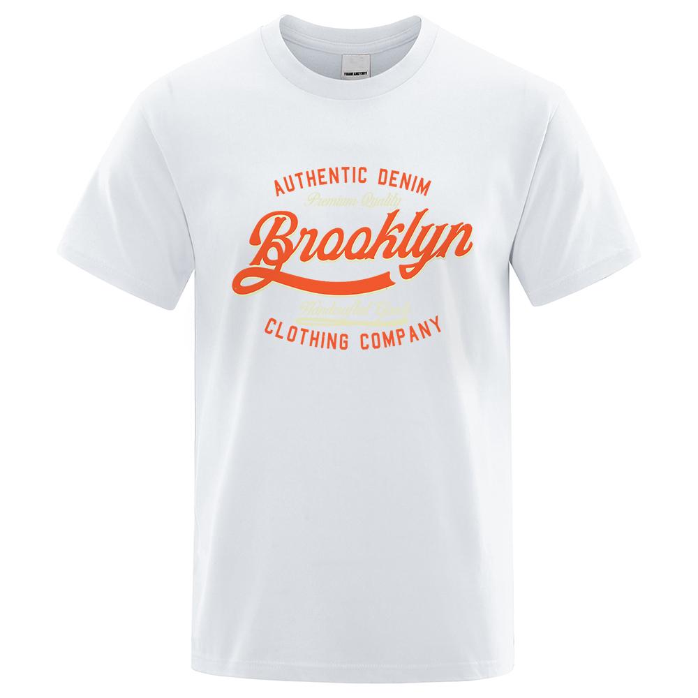 Letter, Brooklyn, New York City, Usa T Shirt Men Fashion O-Neck Tshirts Summer Cotton Tops Fashion Loose Street Hip Hop T-Shirts