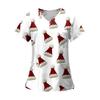Women's Fashion Printed Short Sleeve V Neck Pattern Tops Pocket Working T-shirts