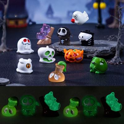 Micro-landscape Luminous Halloween Pumpkin Ghost Figurine Decorative Accessories Mini Ornaments