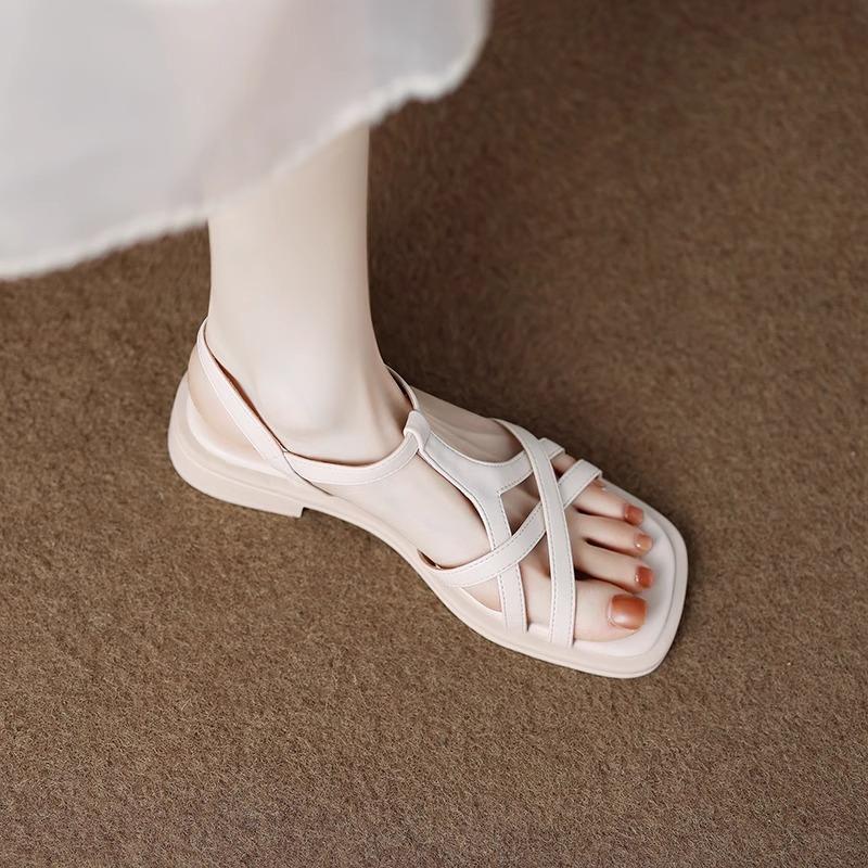 Fashion 2025 Summer New Women's Hollow Round Open Toe Roman Sandals Woman Fashion Strap Thick Sole Platform Shoes Sandalias Mujer
