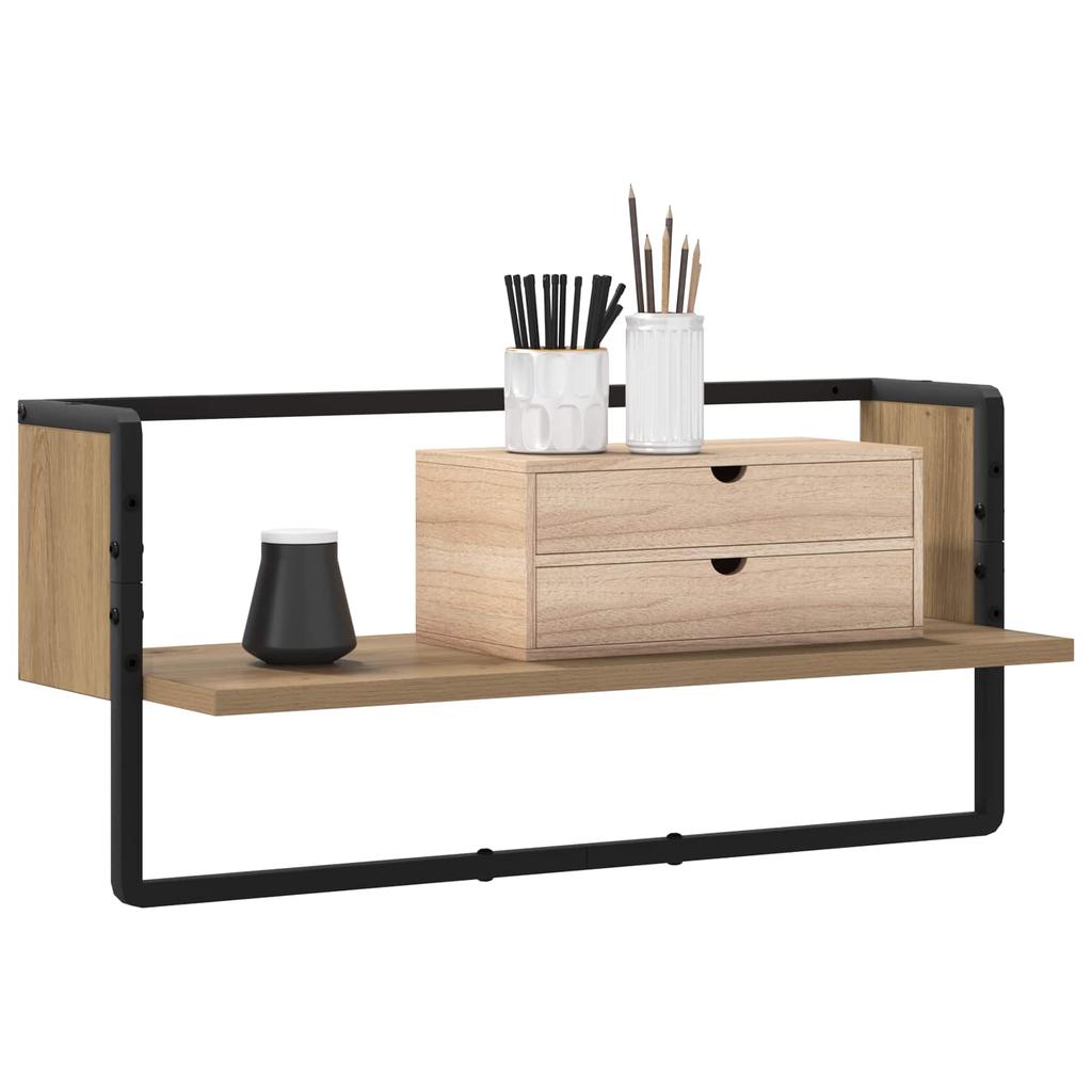 Wall Shelf Wall Mount Artisan Oak 65 x 25 x 30 cm Metal PB