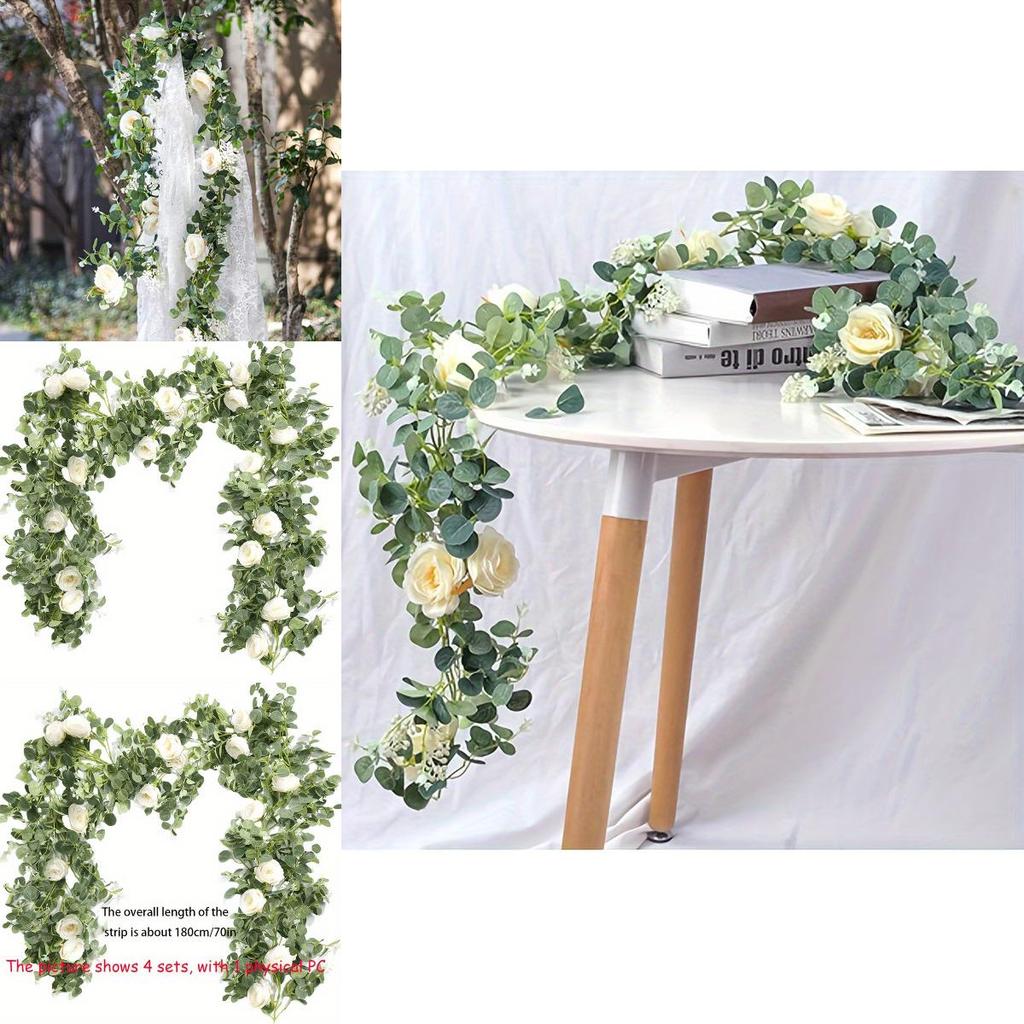 Artificial Rose And Vine Wall Hanging Wedding Decor With Plastic Material For Event Decoration