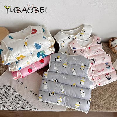 Kinder Baby Daunenweste aus Baumwolle für Mädchen und Jungen, leicht gepolstert, Cartoon-Weste, Jacke, Herbst-Winter-Kleinkinderkleidung