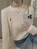 Women's Off-White College-Style Thick Embroidered Knit Sweater, Autumn/Winter Design