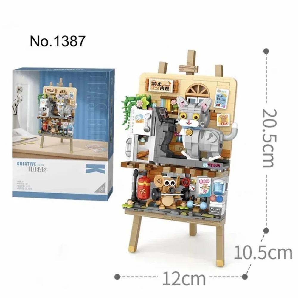 Animal Building Blocks Creative Cute Kitten 3D Painting Ornaments Children's Assembly Toys Boys Girls Gifts