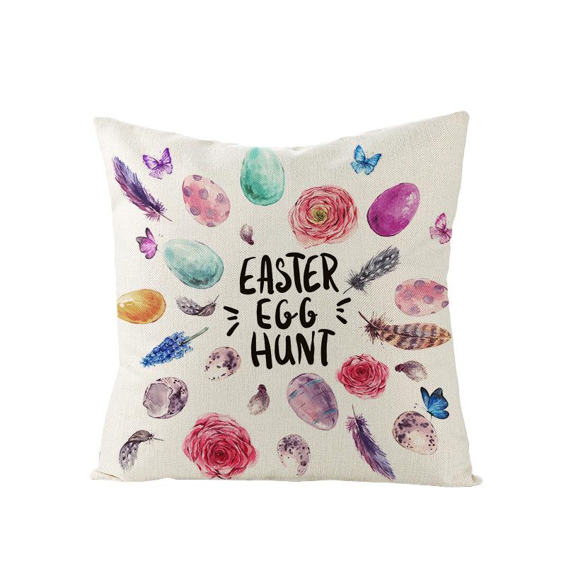Cartoon Rabbit Easter Egg Easter Pillowcase Linen Household Products Printed Pillowcase Cushion
