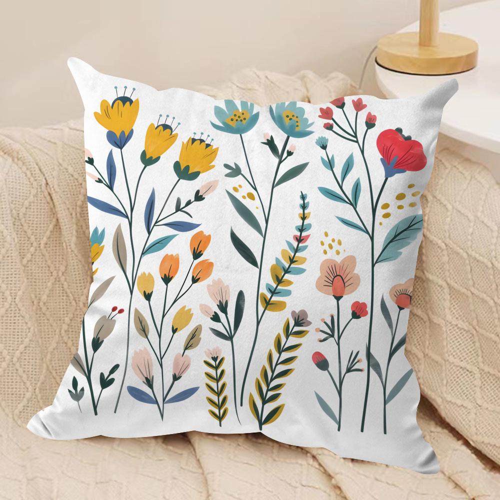 Spring Flowers Cushion Cover Short plush Doublesided Print Square Throw Pillow Covers Sofa Home Cushion Decor