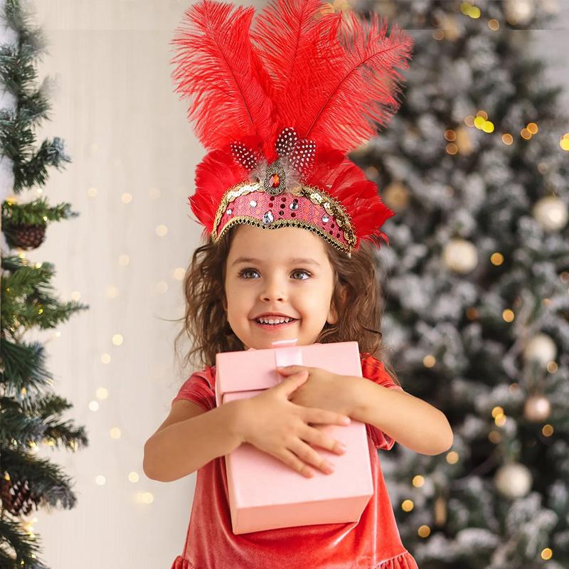 1 Stück Feder Kopfschmuck Mardi Gras Accessoires Pailletten Festival Kopfbedeckung Damen Elastisch Mit Strass Kopfschmuck Haarband