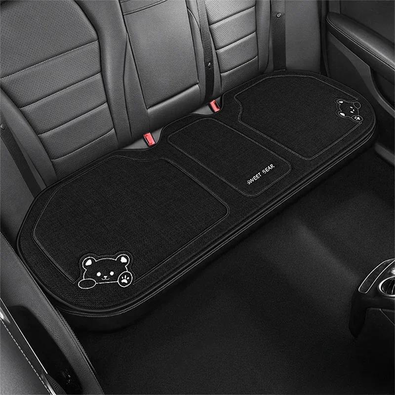 Universal Anti-Slip Breathable Car Seat Protect Cushion Fashion Luxury Car Seat Cushion Linen Cartoon Bear Women'S Cute
