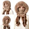 Winter Headgear with Scarf Face Guard Solid 3 In 1 Hat Color Adjustable Drawstring Windproof Hat