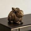 Vintage Rabbit Figurine Carving Bunny Statue Animal Sculpture Home Office Bookshelf Desktop Fengshui Decoration Ornament