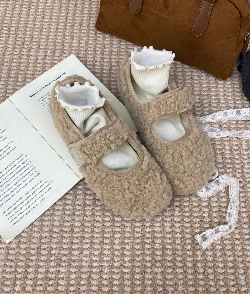 

Mao Mao shoes women s outer wear 2025 winter outer wear new velvet flat Mary Jane cotton single shoes 39 абрикосовый