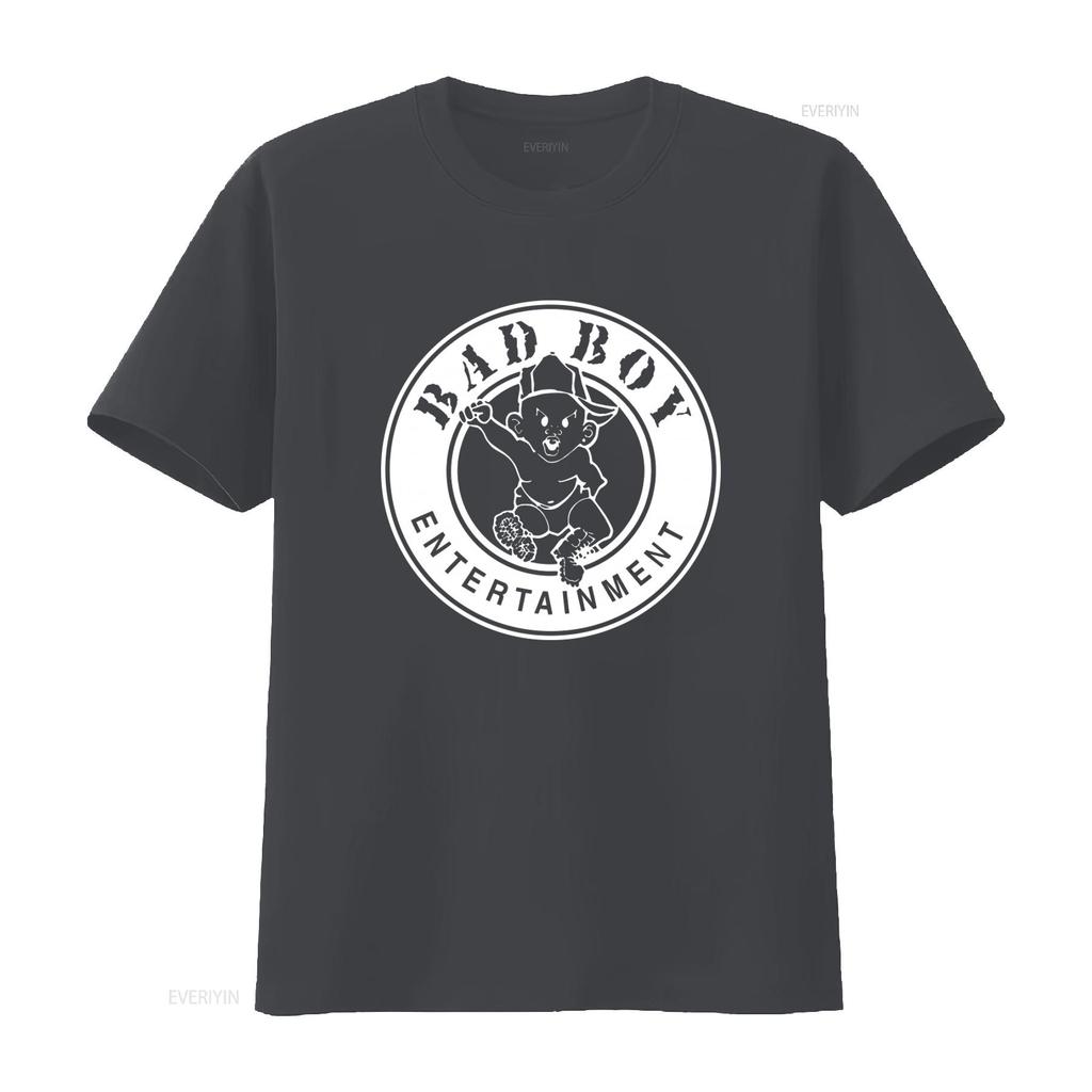Bad Boy Entertainment Logo T Shirt Bold Black and White Design for Trendy Streetwear Vintage Washed Breathable Soft