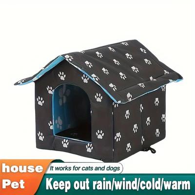 Foldable Cat House Outdoor Waterproof Pet House for Small Dogs Kitten Puppy Cave Nest with Pets Pad Dog Cat Bed Tent Supplies