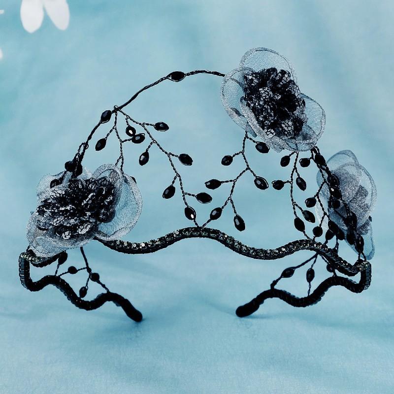 

Korean Wedding Dress Headwear French Retro Flower Headband Femalite Style Luxurious Handmade Beaded Crystal