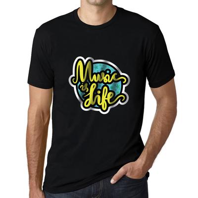Camiseta Gráfica para Hombre La Música es Vida Negro Profundo