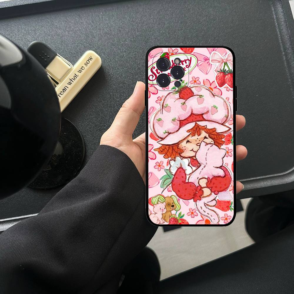 Animated S-Strawberry S-Shortcake TPU Silicone Case For IPhone 11 12 13 14 15 16 17 Pro Max Shockproof Clear Back Cover