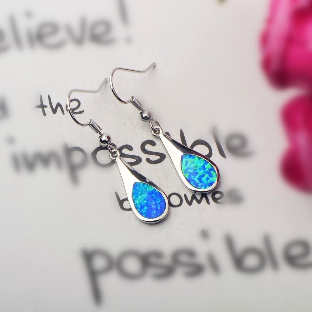 Hawaiian Ocean-Style Opal Teardrop Earrings