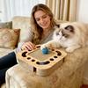 Scratching Pad Ball Track Cat Toy for Indoor Cats – Round Busy Box Scratcher with Bell Ball, Corrugated Cardboard & Rolling Tracks