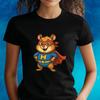 T-Shirt Women Superhero Hamster Motif Cotton Size S To 3XLWill Open In a New Window or Tab