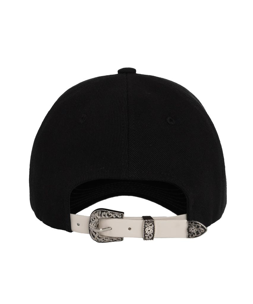 Aleseueseussi Denim Patched Rivet Ball Cap - Black/Ivory