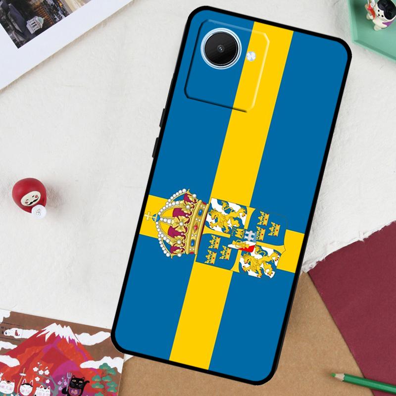 Sweden Flag For Realme GT 6T 6 5 GT 7 Pro C61 C55 C53 C51 C21Y C25S C67 C75 10 11 12 13 14 Pro Plus Case