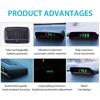 Solar Powered Car Digital Clock, LED LCD Display with Time Date Thermometer, Auto Dashboard Decor