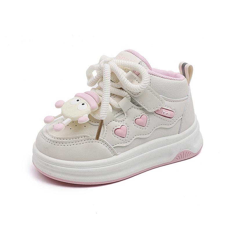 

Children s cartoon sneakers 2025 spring and autumn boys high-top board shoes solid bottom girls casual shoes Velcro shoes 21-26 yards, 6 pairs of розовый