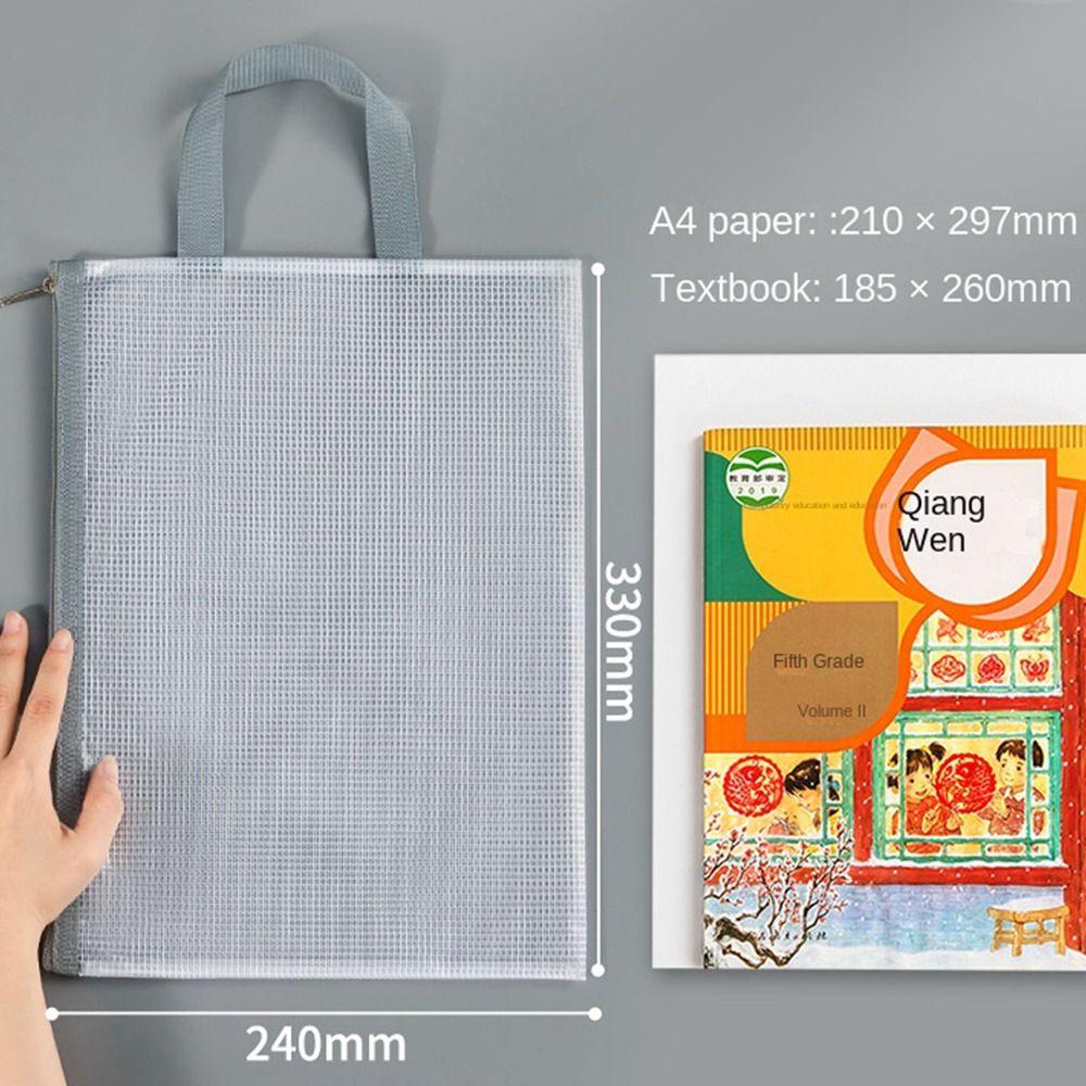 Zipper A4 Storage Bag Mesh Stationery New File Folders Office