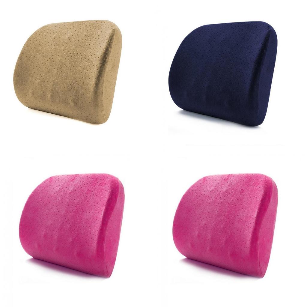 Memory Foam Lumbar Support Pillow With Plush Cover For Office Chair And Bed
