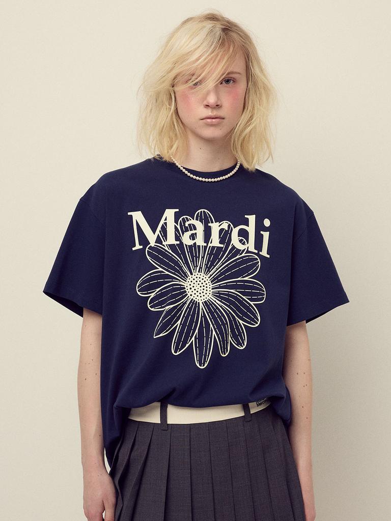 [mardimercredi] UNISEX T-SHIRT FLOWERMARDI_NAVY IVORY