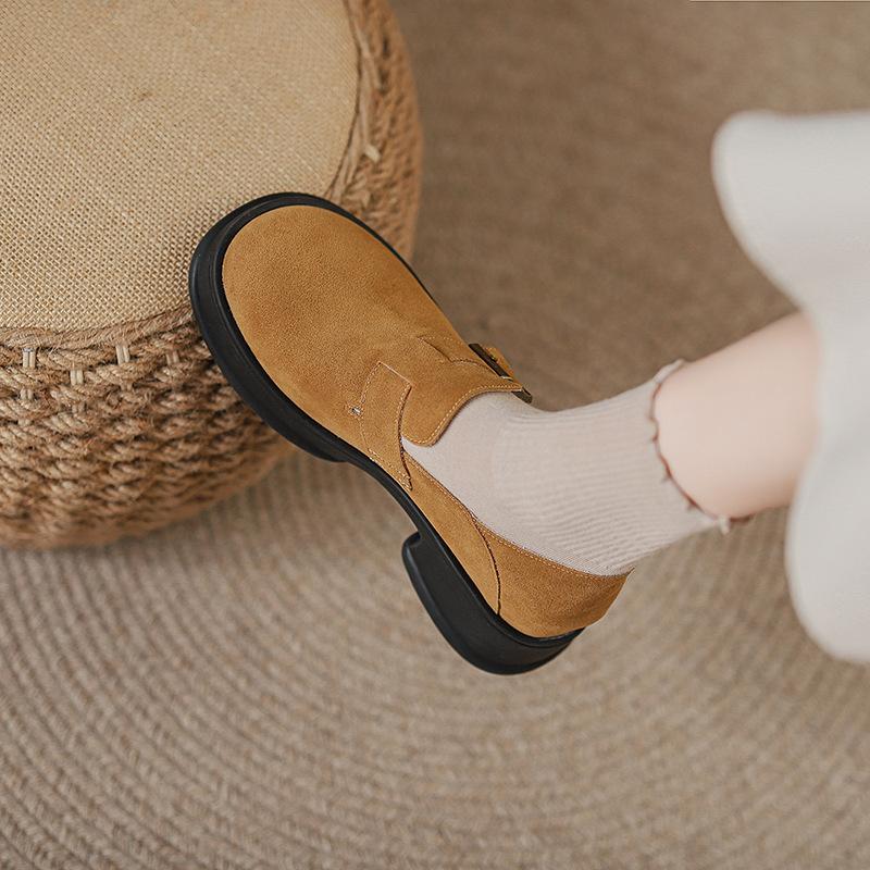 

Ботинки Boken на платформе женские 2025 новая осень и зима бархатные с увеличением роста ретро всеобъемлющие однопедальные одинарные туфли лоферы женские тренд 40