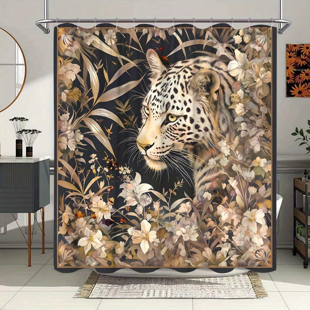 Camouflage leopard print shower curtain - Hidden predators in wild animals hanging on the living room wall, bedroom decoration