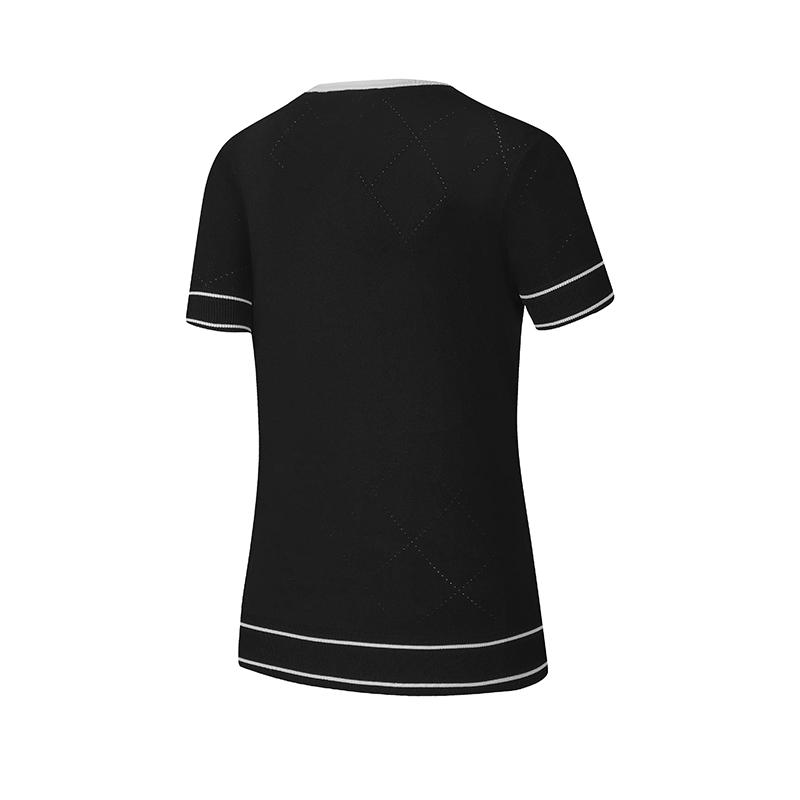 Fila Golf Series Trendy Fashion Casual Sports Versatile Sweet Cool Style Breathable Soft Comfortable Fitted Short Sleeve Knit Top A11W535413FBK