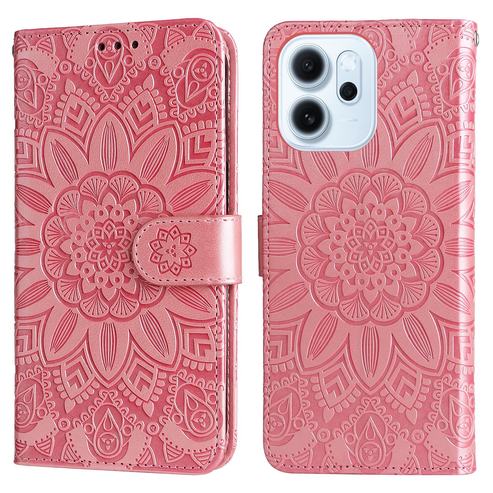 For Oppo Reno15 F 5G Case Sunflower Imprint Leather Wallet Phone Cover