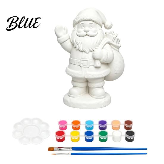 DIY Painting Santa Figurines Coloring Christmas Figurine Kit Paints & Brushes Included Snowman Reindeer Handmade Decorations Nutcracker Xmas