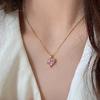 Pink Love Pendant Necklace New Simplicity Temperament Collarbone Chain Sweet Peach Heart Accessories