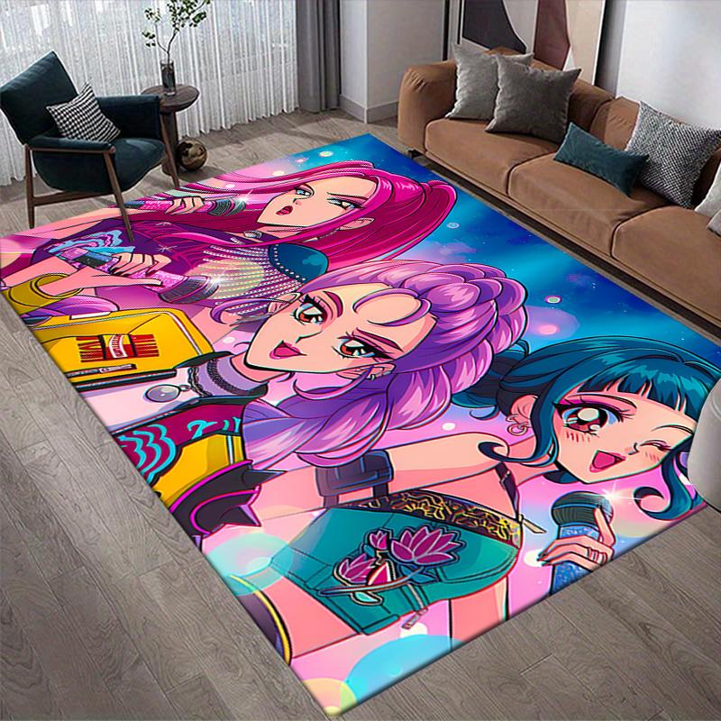 Superhero Trio Style Crystal Velvet Rug, Soft Anti‑Slip Crystal Velvet Carpet for Living Room Bedroom Home Decor