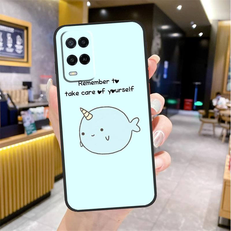 Cute Sea Narwhal Quotes Case For Oppo A74 A54 A94 A78 A98 A18 A60 A80 A40 A38 A58 A96 A76 A16 A15 A17 A57 A77 A5 Pro