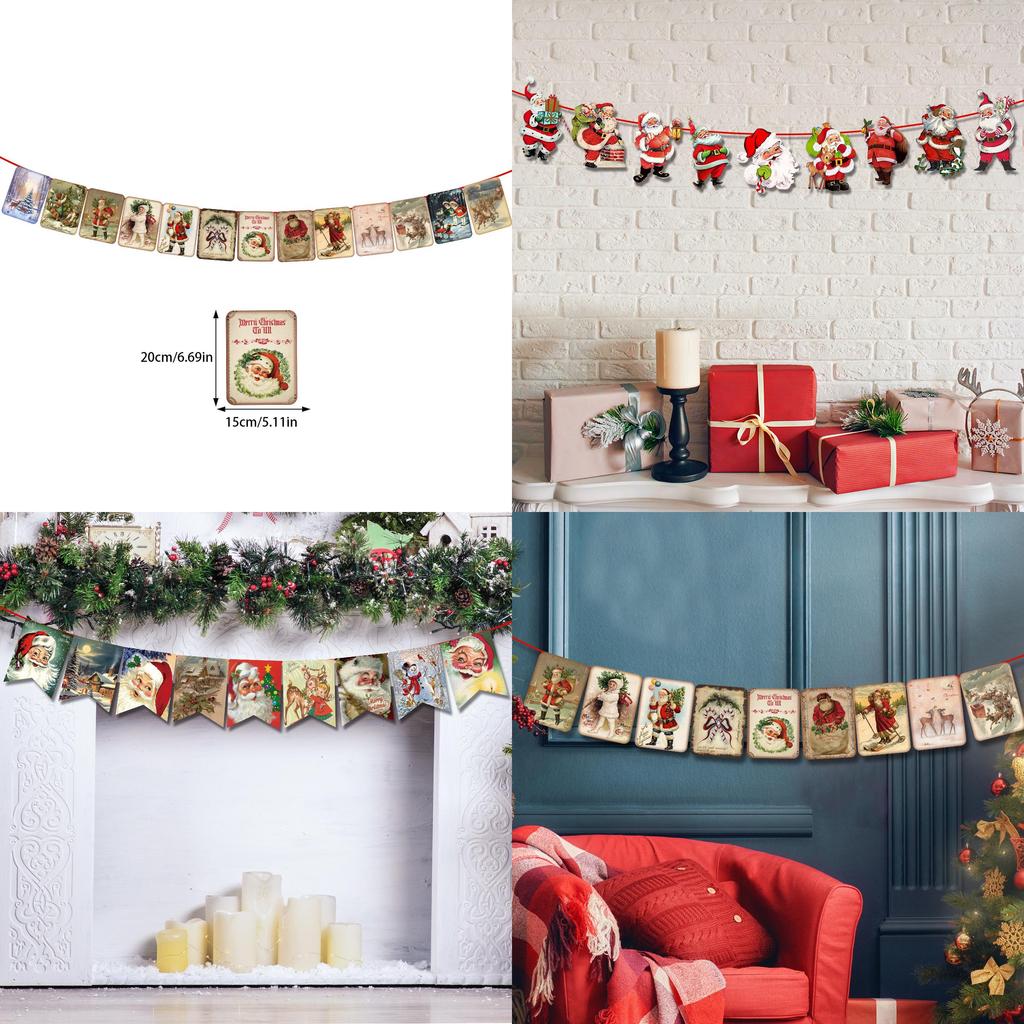 Santa Claus Snowman And Reindeer Christmas Party Banner Decorative Alphabet Banner For Festive Decor